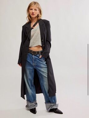 Free People Hailey pinstripe blazer duster - small